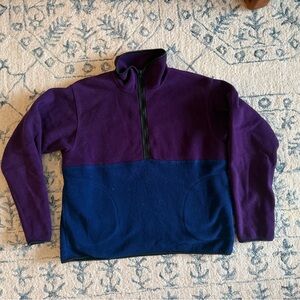 Vintage REI Men's Two-Tone Half-Zip Fleece Pullover - Purple/Blue